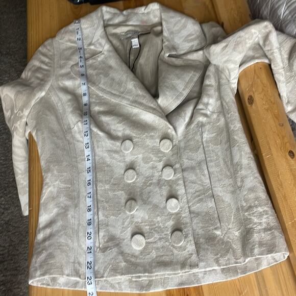 Mango Exclusive Edition floral linen blend double breasted blazer women’s XL - Picture 12 of 15